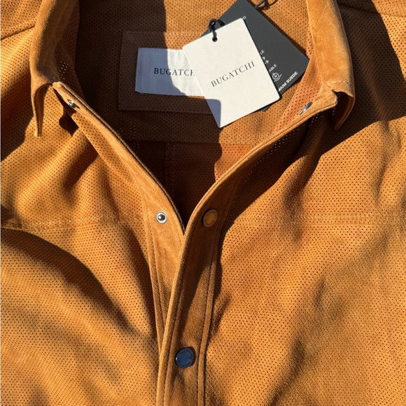 BUGATCHI SuaveLeather ButtonUp Shirt size L, Tan,100%Genuine, Italian-design,NWT - Picture 12 of 16